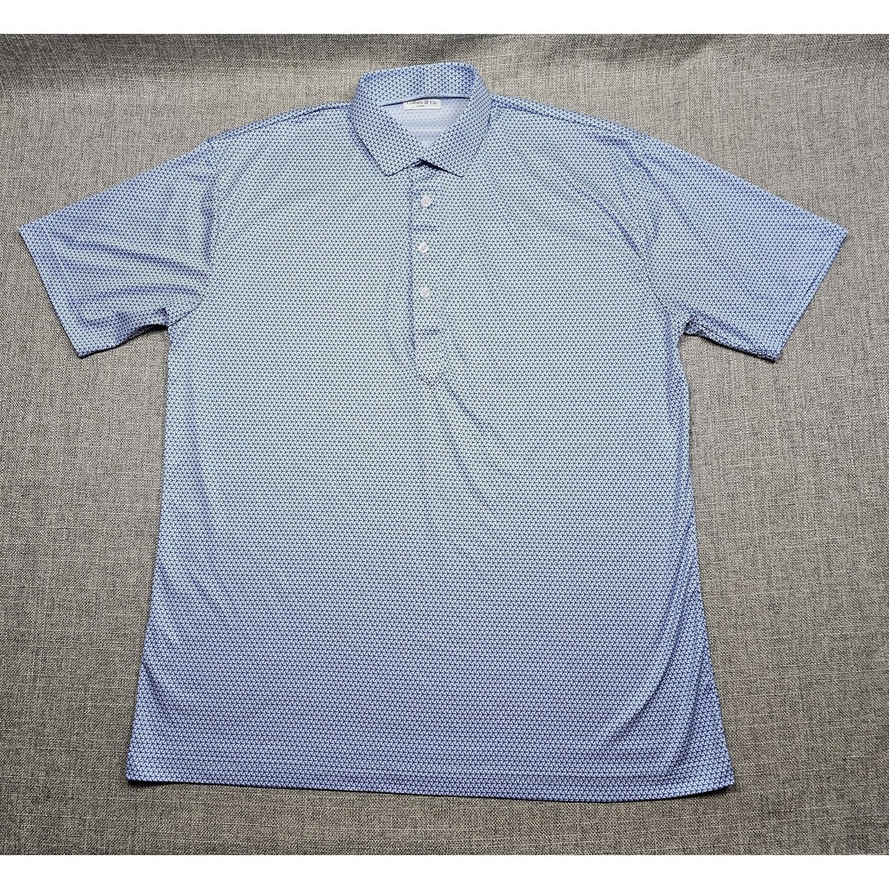 Collars & Co Polo Shirt Mens XL Blue Geometric Print Performance Stretch Golf